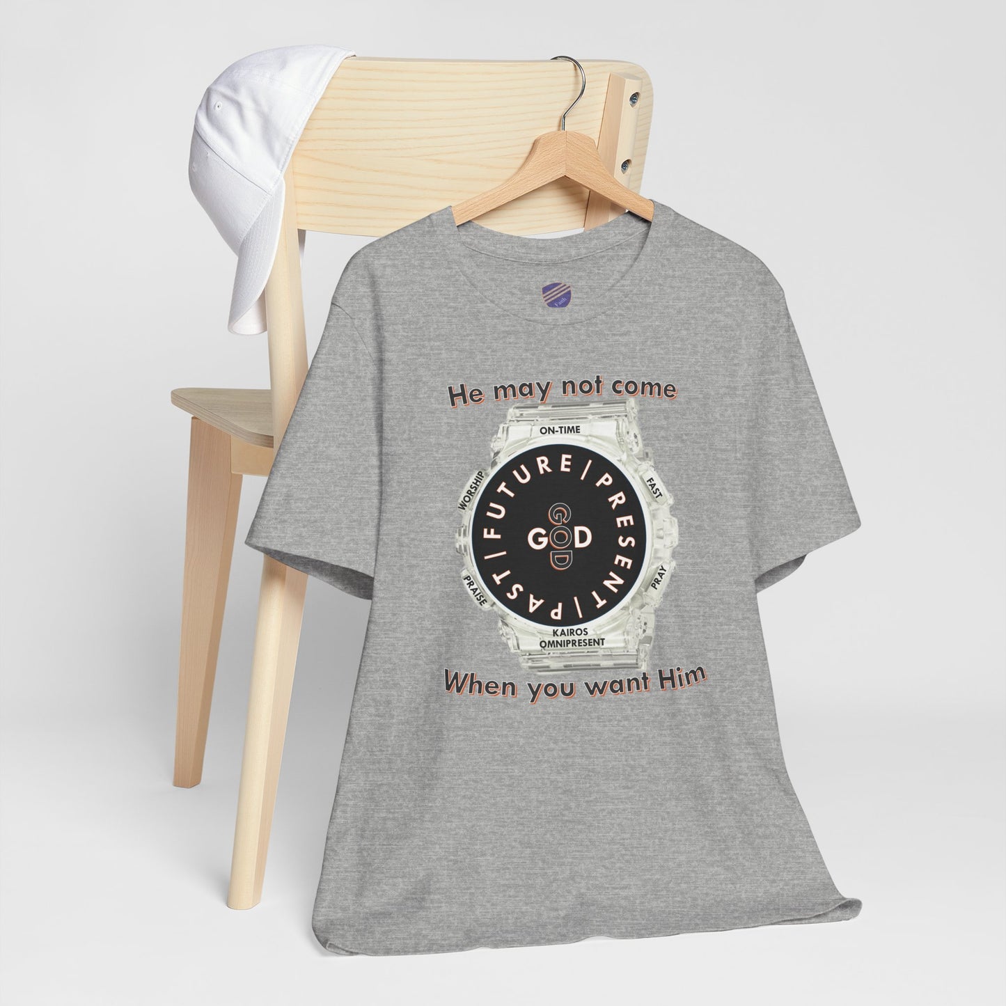 He may not come When you want Him - Faith - Inspired Unisex Jersey Short Sleeve Tee