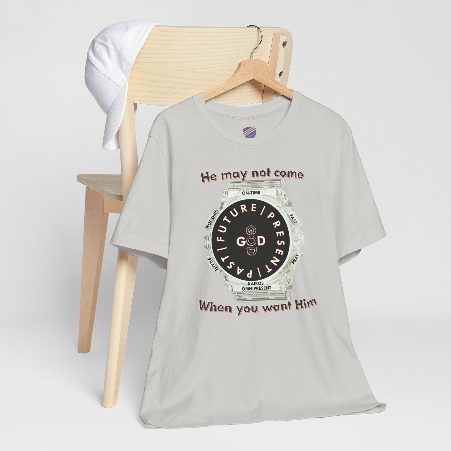 He may not come When you want Him - Faith - Inspired Unisex Jersey Short Sleeve Tee