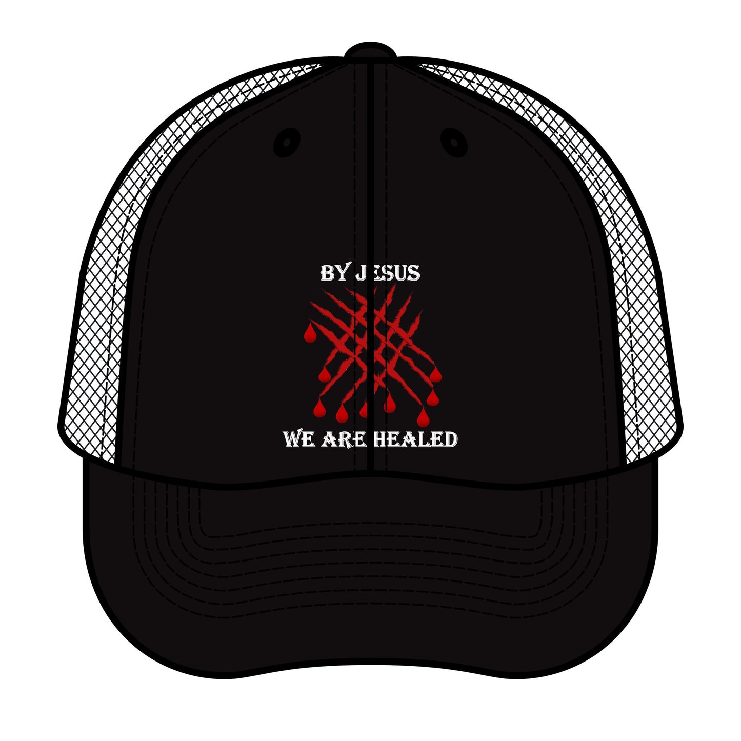 Jesus Stripes We're Healed - Faith - Inspired Retro Trucker Hat