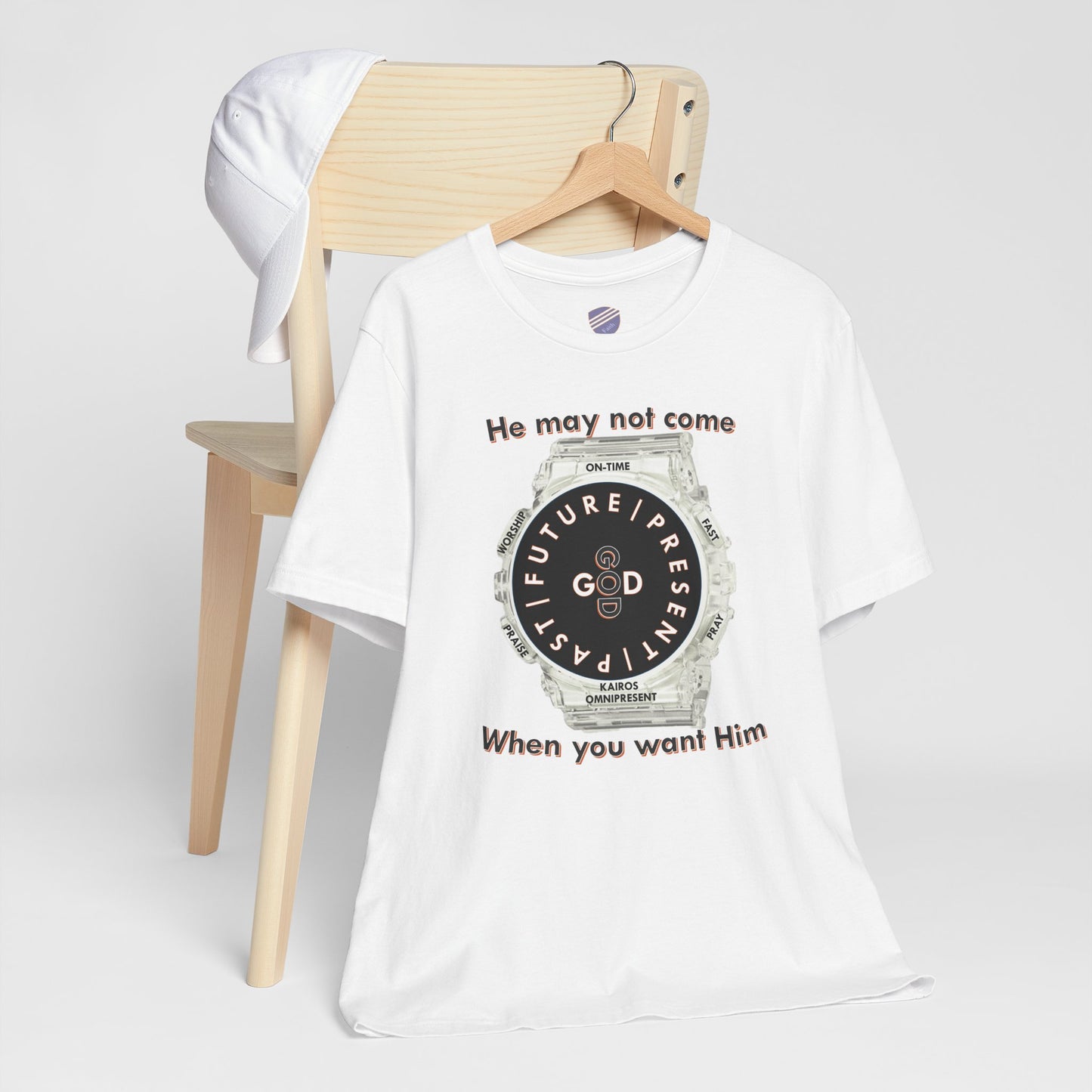 He may not come When you want Him - Faith - Inspired Unisex Jersey Short Sleeve Tee