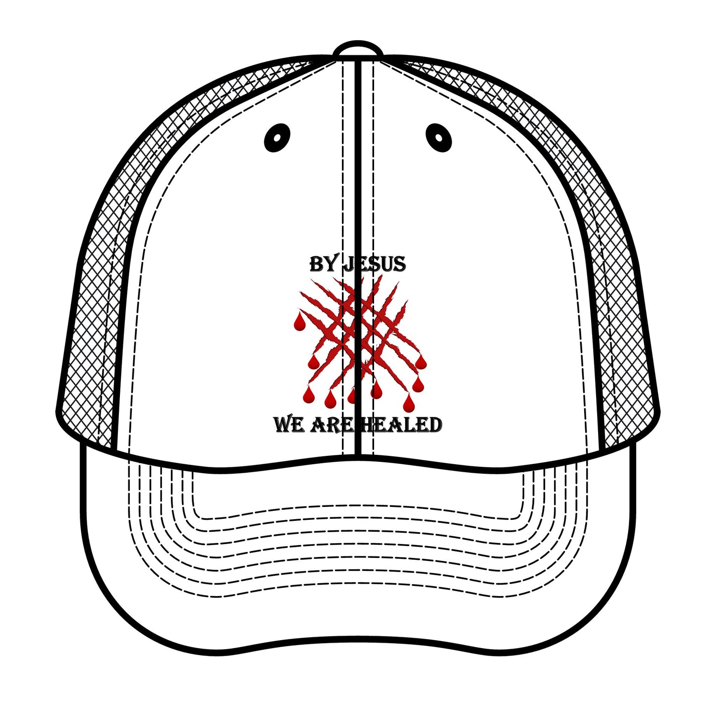 Jesus Stripes We're Healed - Faith - Inspired Retro Trucker Hat